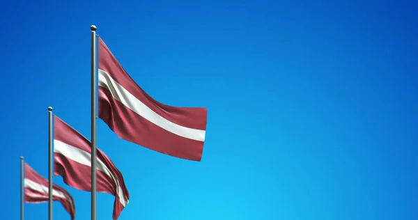 Illustration Flaggstång Som Flyger Lettland Den Blå Himlen — Stockfoto