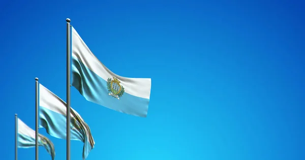 Ilustración Del Asta Bandera Volando San Marino Cielo Azul —  Fotos de Stock