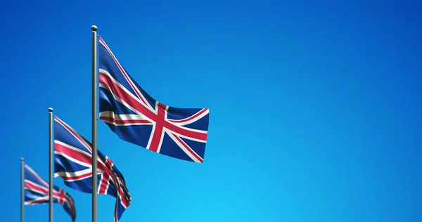 Ilustración Del Asta Bandera Que Vuela Reino Unido Cielo Azul —  Fotos de Stock