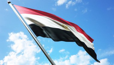 Mavi gökyüzü arkaplanlı Mısır bayrağı