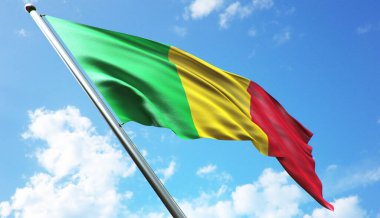 Mavi gökyüzü arkaplanlı Mali bayrağı