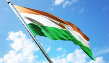 Mavi gökyüzü arkaplanlı Nijer bayrağı