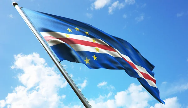 Bandera Cabo Verde Con Fondo Azul Cielo —  Fotos de Stock