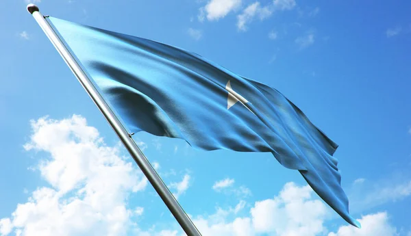 Somalia Flagga Med Blå Himmel Bakgrund — Stockfoto