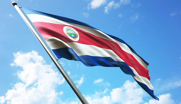 Bandera Costa Rica Con Fondo Azul Cielo —  Fotos de Stock