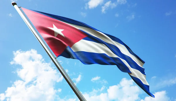 Bandera Cuba Con Fondo Azul Cielo —  Fotos de Stock