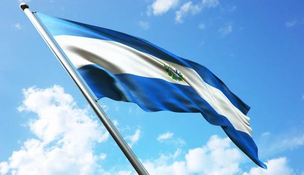 Bandera Salvador Con Fondo Azul Cielo —  Fotos de Stock