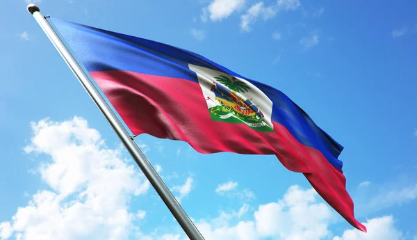 Bandera Haití Con Fondo Azul Cielo —  Fotos de Stock