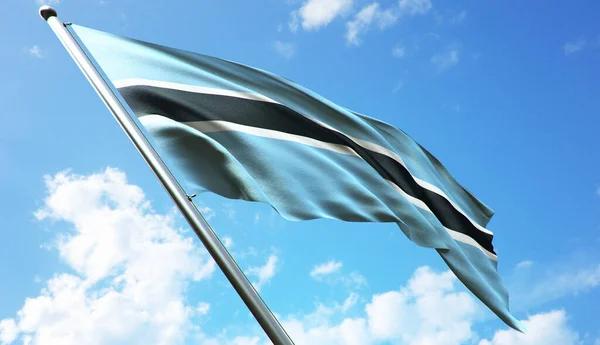 Botswana Vlajka Modrým Nebem Pozadí — Stock fotografie
