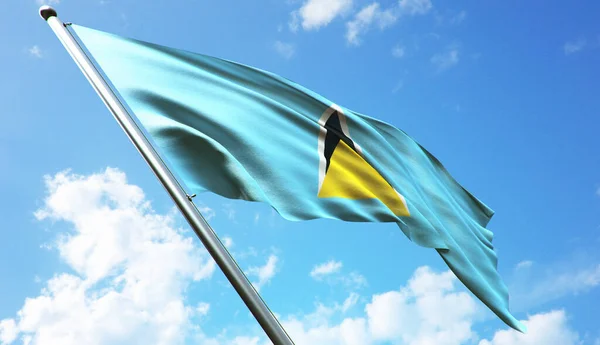 Bandera Santa Lucía Con Fondo Azul Cielo —  Fotos de Stock