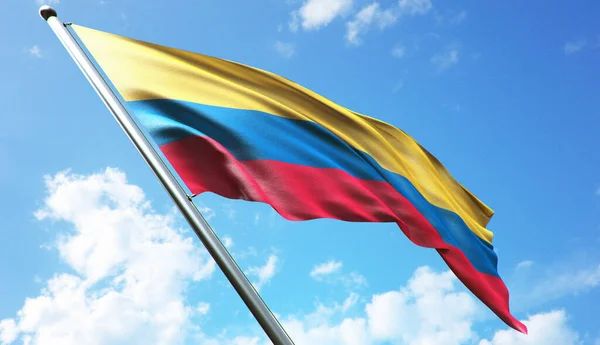 Colombia Flag Cloudy Blue Sky Background — Stock Photo, Image