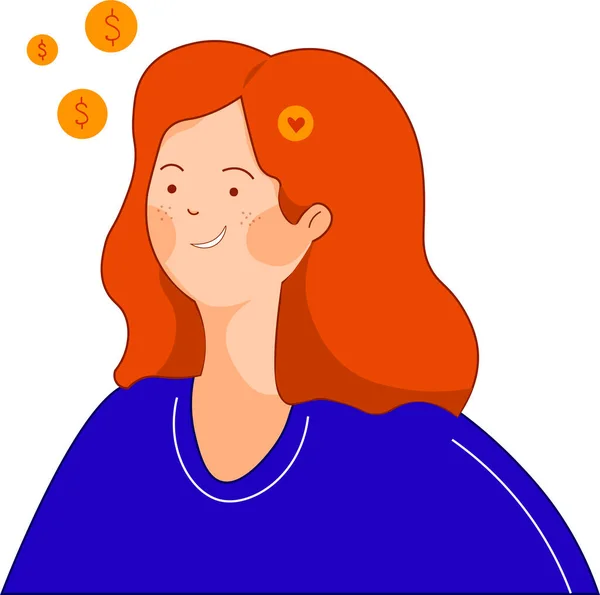 İş pazarlama çizimleri. Vektör. Kızıl saçlı kız.