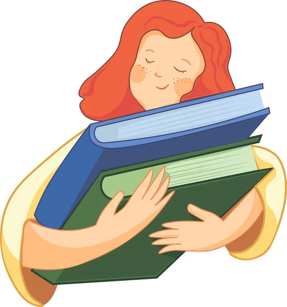 Grafik ve web tasarımı için vektör konsepti çizimi, iş sunumu, pazarlama Uluslararası Eğitim Günü, Dünya Kitap Günü, Öğretmenler Günü. Kitaplı bir kız. Kitabı olan liseli kız.