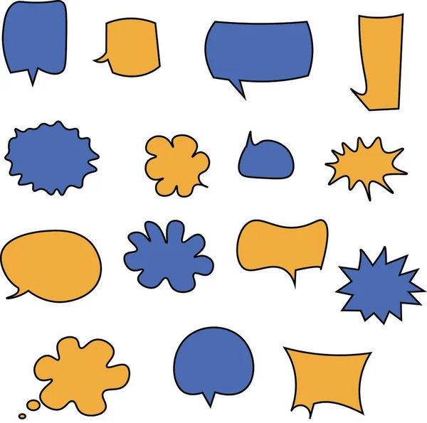 comic speech bubbles-vector illustration of blue-color line. textured pop bubbles, empty balloons of different shapes for chat. Comic cloud bubble silhouette, empty dialog box, outline conversation message icon set
