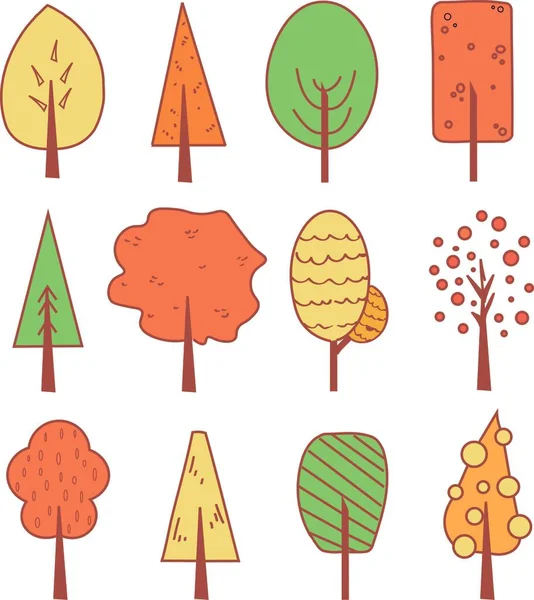 Set Tree Icons Different Trees Autumn Trees Set Tree Icons — Stock Photo, Image