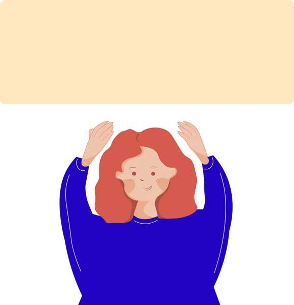 Düşünceli bir kızın tasviri. Kız düşünceyi işaret ediyor. soru ve cevap