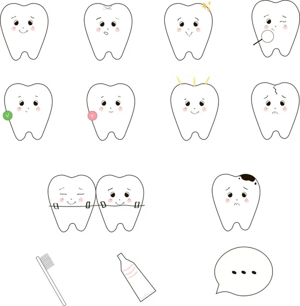 Dişçi simgesi basit diş hekimliği muayenehanesi diş fırçası diş macunu ortodontik tedavisi sunuyor