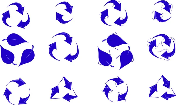 Simge ayarlandı. Oklar, Eko sembolü bırakıyor. Geri dönüştürülmüş işaretler gösterimi.