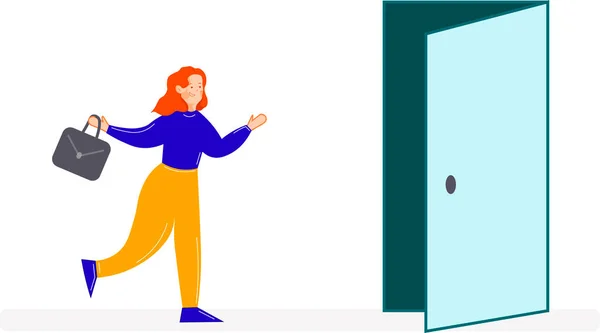 Bir çalışan istifa eder, istifa eder ya da şirketten ayrılır, bir çalışan kovulur ve çıkış kapısından içeri girer. Kız kapıdan dışarı koştu. İşçi çalışır.