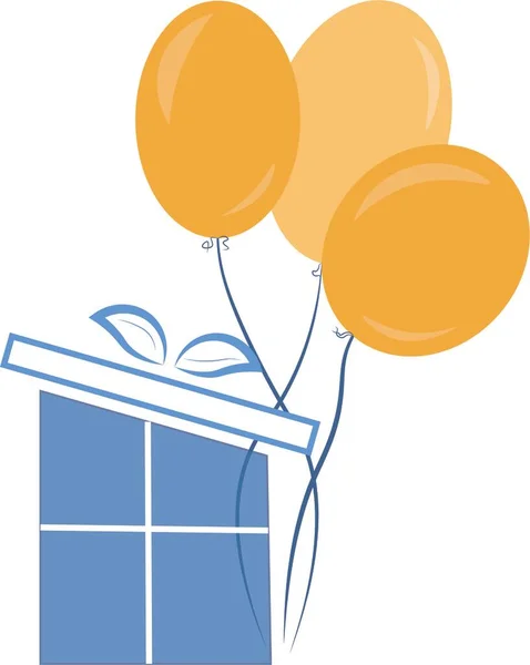 Arkaplanda izole edilmiş bir doğum günü balonu kutusundaki sevimli beyaz adamın modern sanat tarzı.