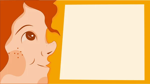Vektör düz çizim. Pankarttaki kız daha güzel bir şey söylüyor. Tabela, kartpostal. kızıl saçlı kız