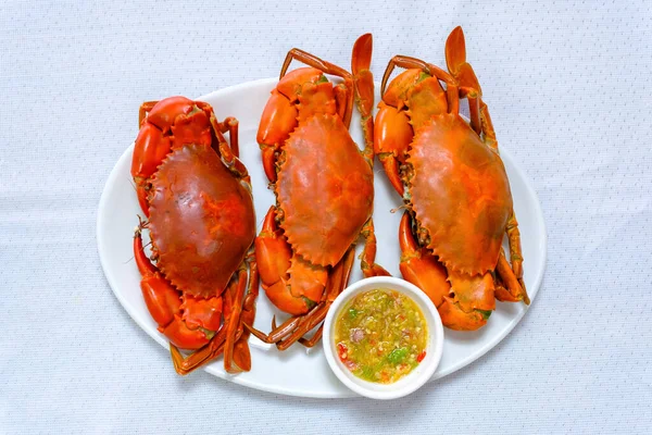 Serrated Mud Crab food with spicy seafood sauce in Thai Food.delicious Thai seafood
