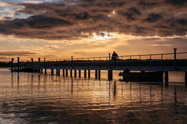 Sunset Wharf Caminar Sobre Agua — Foto de Stock