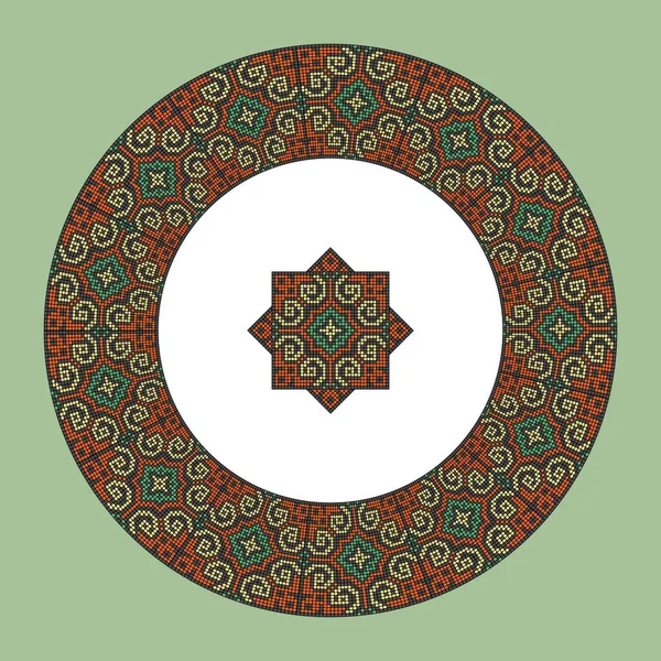 Decorativo Ornamento Rotondo Sfondo Verde — Vettoriale Stock