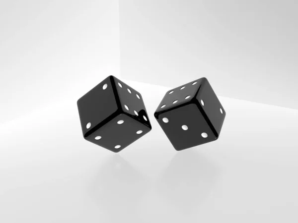 Два Чорні Кубики Білому Тлі Візуалізація — стокове фото