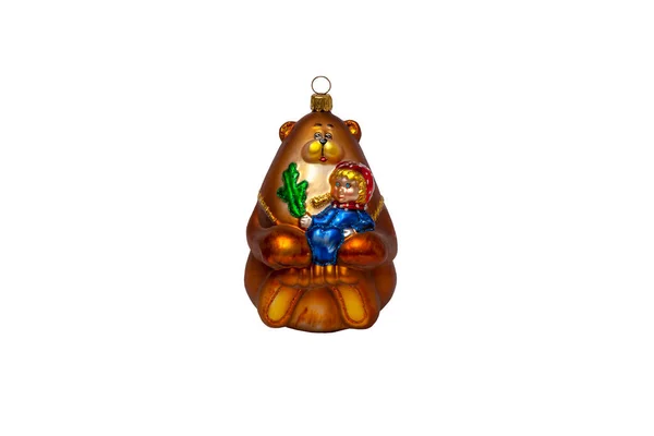 Glass Christmas Bear Shaped Christmas Tree Decoration Toy — 图库照片