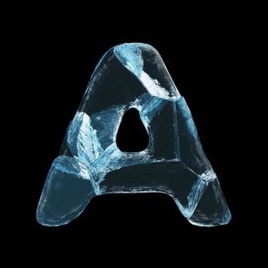 Siyah arkaplanda buz harfi A