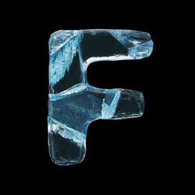 Siyah arkaplanda buz harfi F
