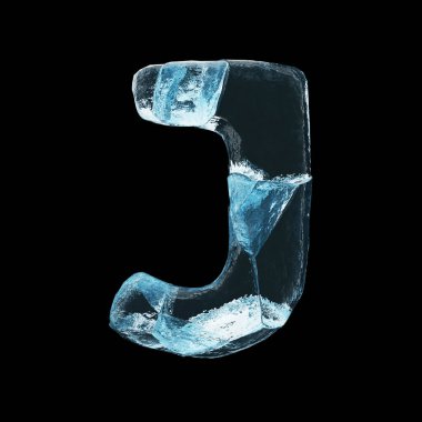 Siyah arkaplanda buz harfi J