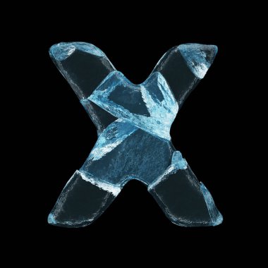 Siyah arkaplanda buz harfi X