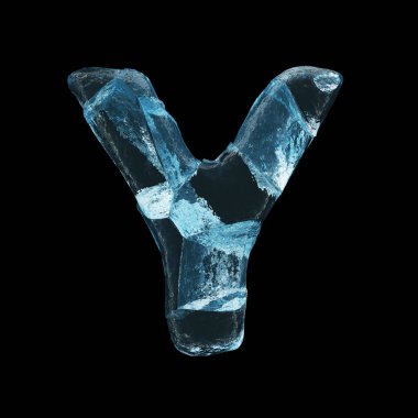 Siyah arkaplanda buz harfi Y