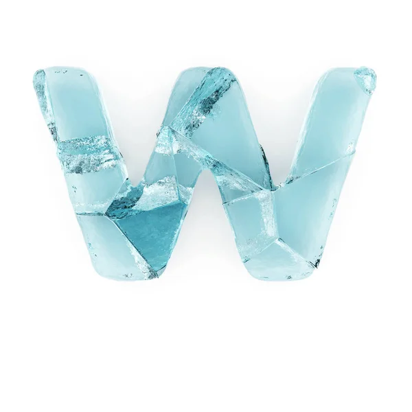 Ice Letter White Background Isolated Frozen Cracked Ice Clean White — 图库照片