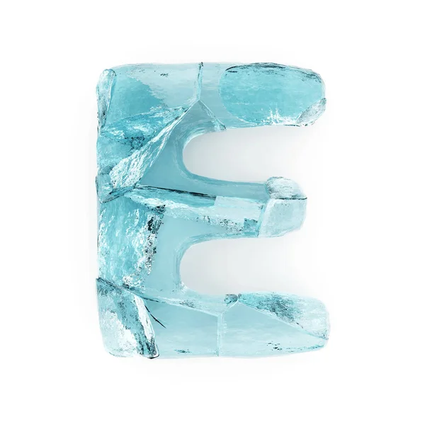 Ice Letter White Background Isolated Frozen Cracked Ice Clean White —  Fotos de Stock