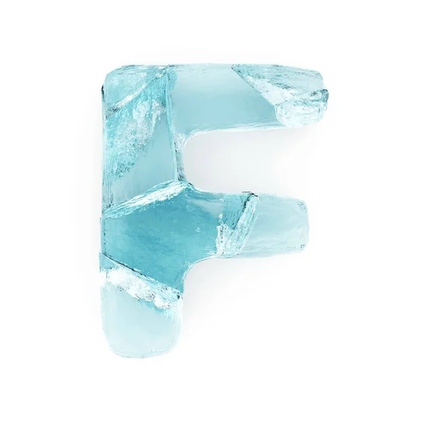 Ice Letter White Background Isolated Frozen Cracked Ice Clean White — Photo