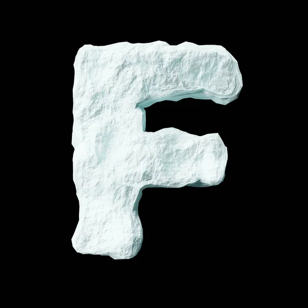 Snow Letter Black Background Isolated Ice Rock Lime Render Clean — Foto Stock