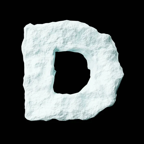 Snow Letter Black Background Isolated Ice Rock Lime Render Clean — Photo