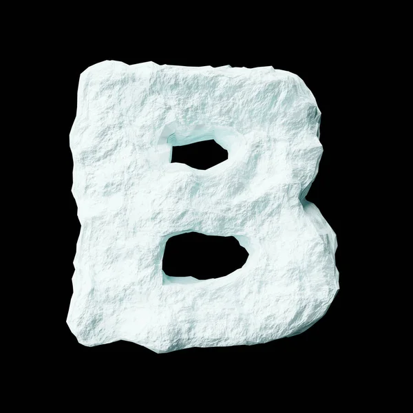 Snow Letter Black Background Isolated Ice Rock Lime Render Clean — Stock fotografie