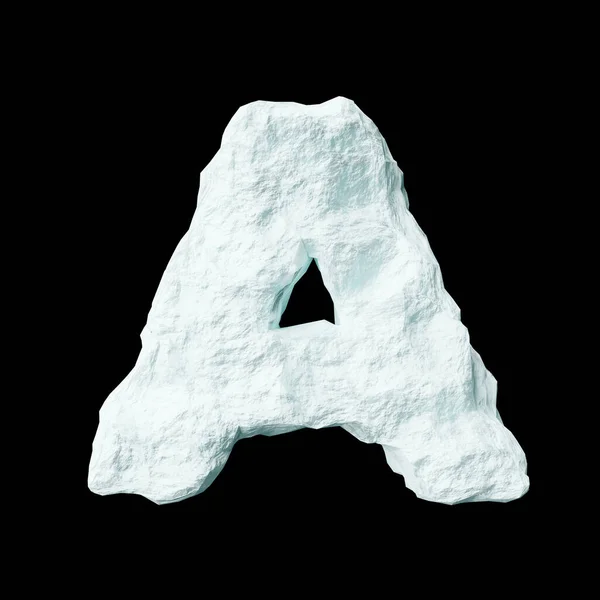 Snow Letter Black Background Isolated Ice Rock Lime Render Clean — Stok fotoğraf