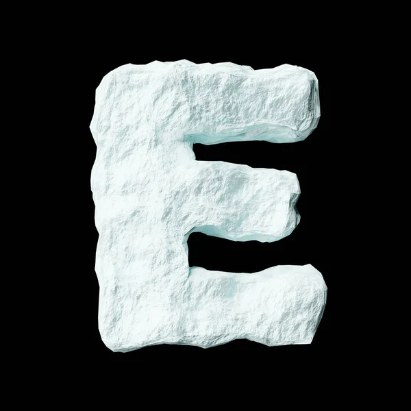 Snow Letter Black Background Isolated Ice Rock Lime Render Clean — Stock fotografie