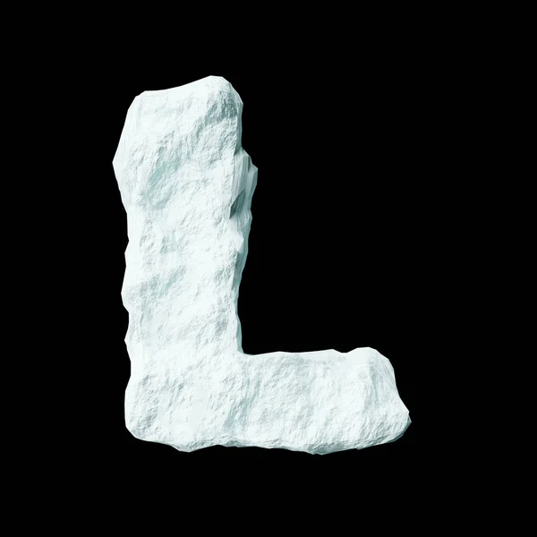 Snow Letter Black Background Isolated Ice Rock Lime Render Clean — Photo