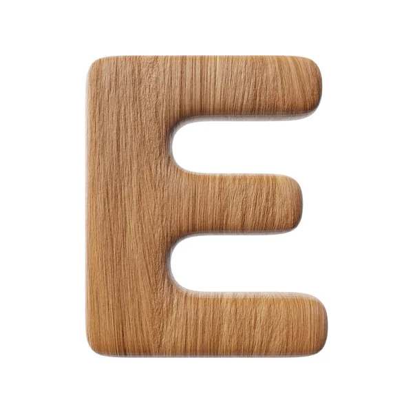 Wooden Letter Clean White Background Isolated Wood Bark Letters Render — стоковое фото