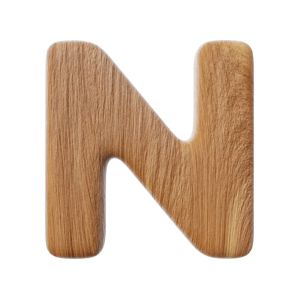Wooden Letter Clean White Background Isolated Wood Bark Letters Render — Foto Stock