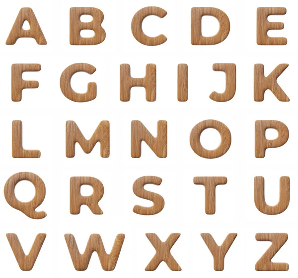 Wooden Letter Alphabet Clean White Background Isolated Wood Bark Letters — Fotografia de Stock