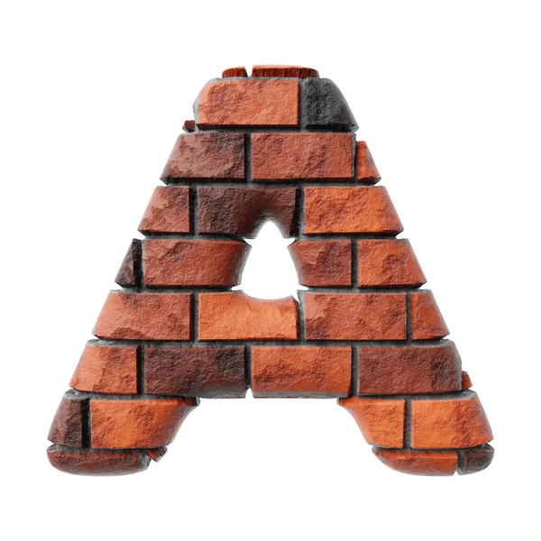 Bricks Letter Clean White Background Isolated Red Bricks Wall Render — Stock Fotó