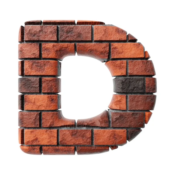 Bricks Letter Clean White Background Isolated Red Bricks Wall Render — Foto Stock