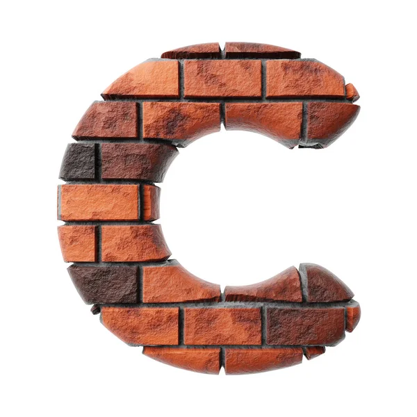 Bricks Letter Clean White Background Isolated Red Bricks Wall Render — Foto Stock